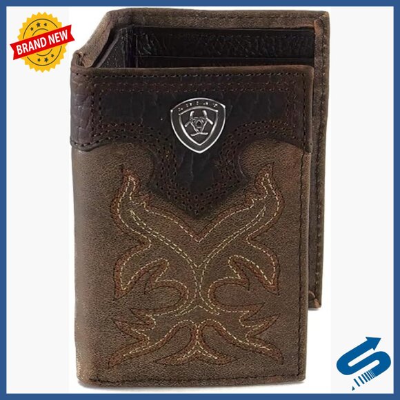 Leather Tri-Fold Wallet with ID Slot and Card Holders